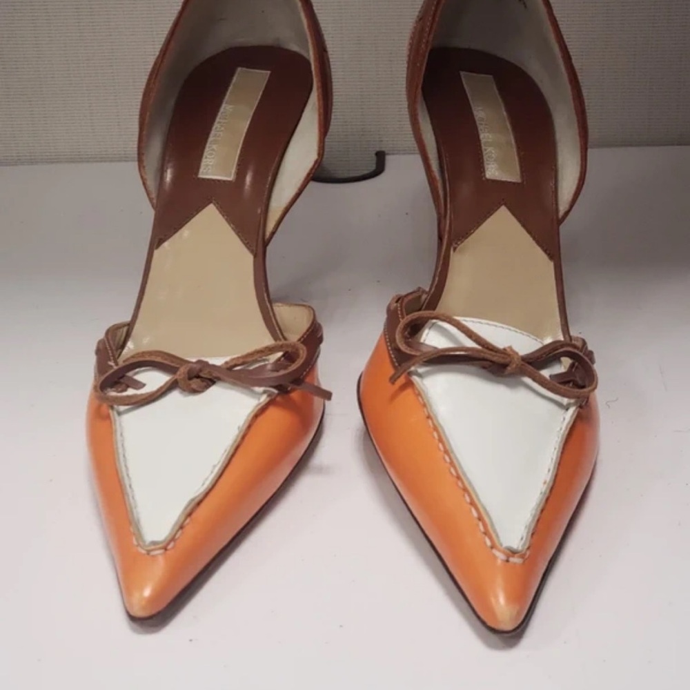 Neiman Marcus Two-Tone Orange and White Heels